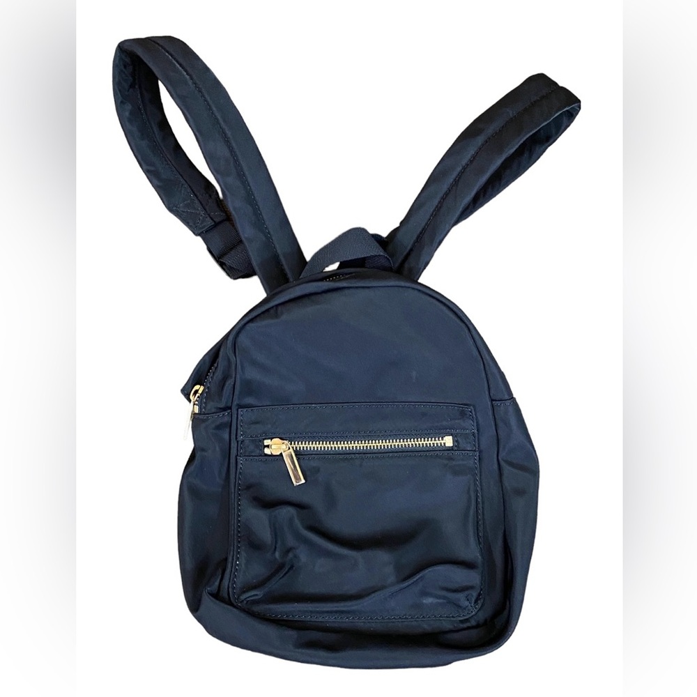 Barneys New York Black Mini Backpack Bag Gold tone Zippers 10 x 8 EUC